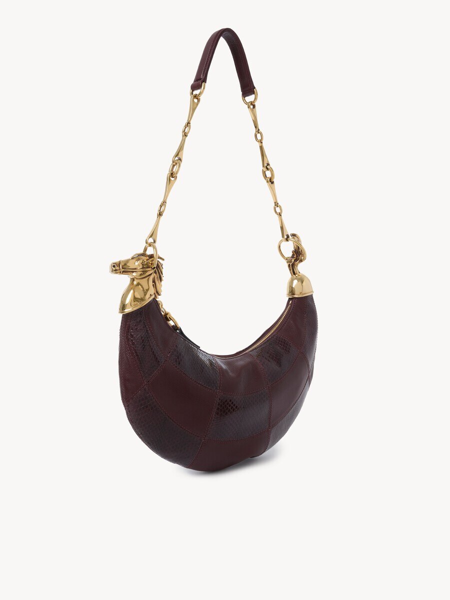Chain Horse shoulder bag in grained leather & snakeskin - 6