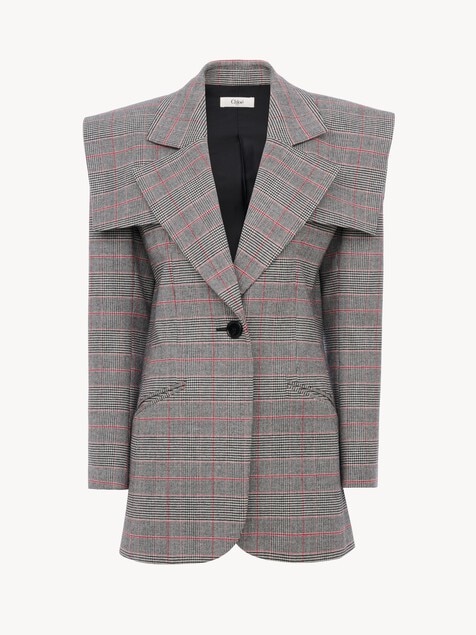 Chaqueta de sastre de botonadura sencilla de lana de cuadros Pr&iacute;ncipe de Gales