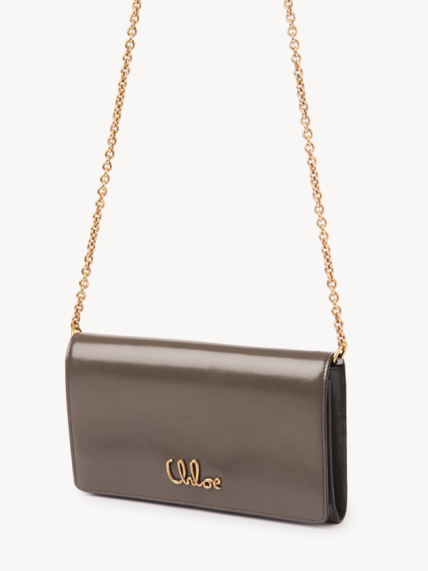 Chloé Iconic flap wallet on chain in shiny leather - 5