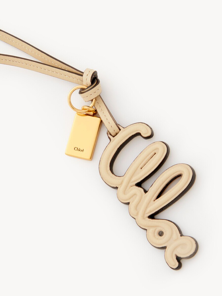 Logo bag charm in shiny leather - 3