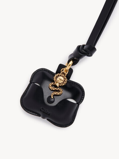 Chloé Symbols Snake earpods case in grained leather