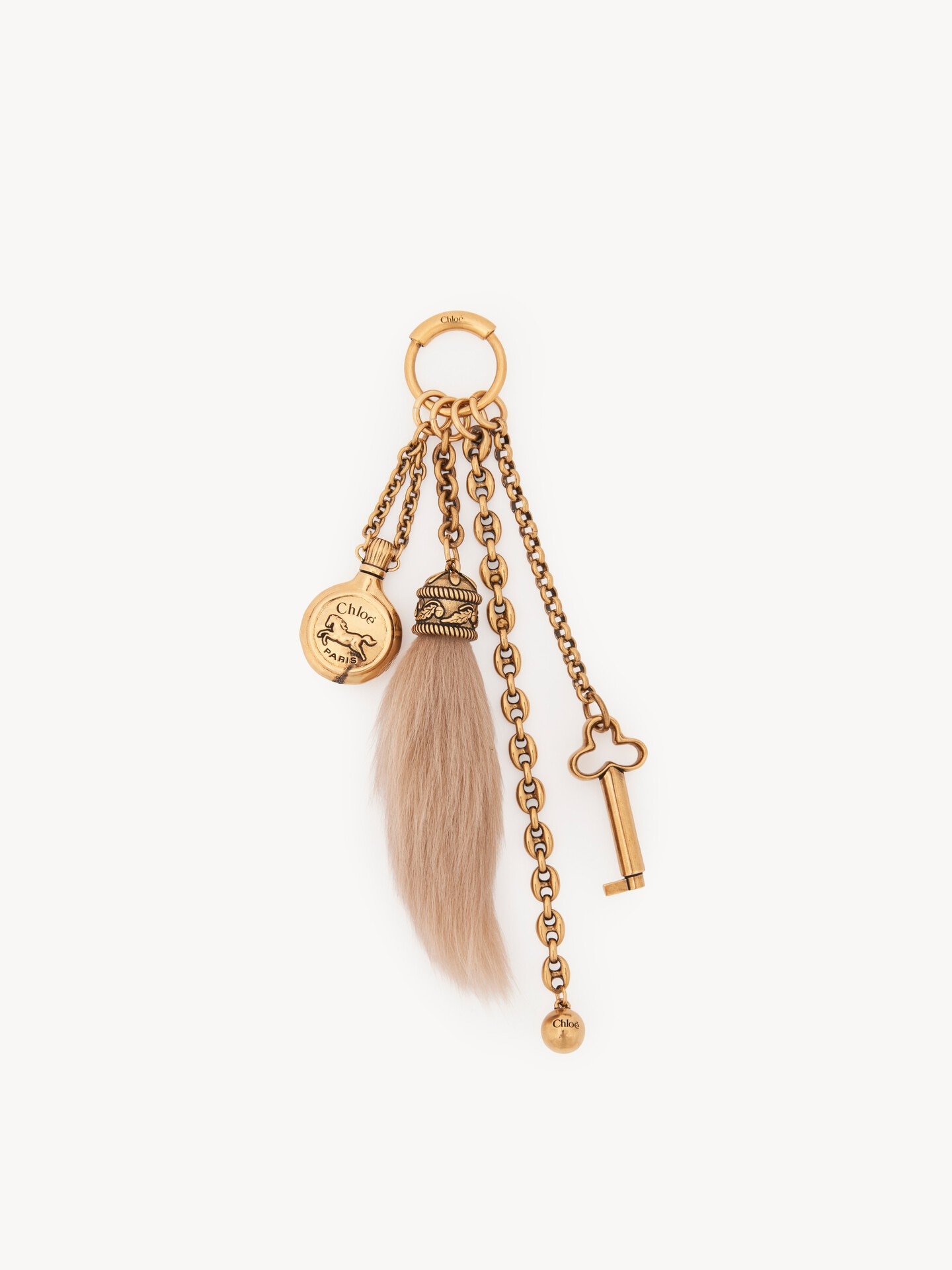 Chloé Symbols bag charm in brass and shearling - 1