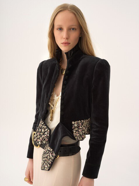 Chaqueta Spencer ajustada de terciopelo
