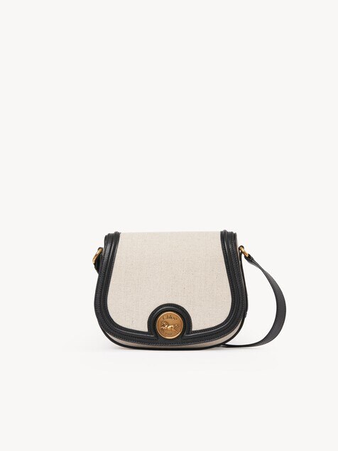 Horse Medal saddle bag in canvas & grained leather