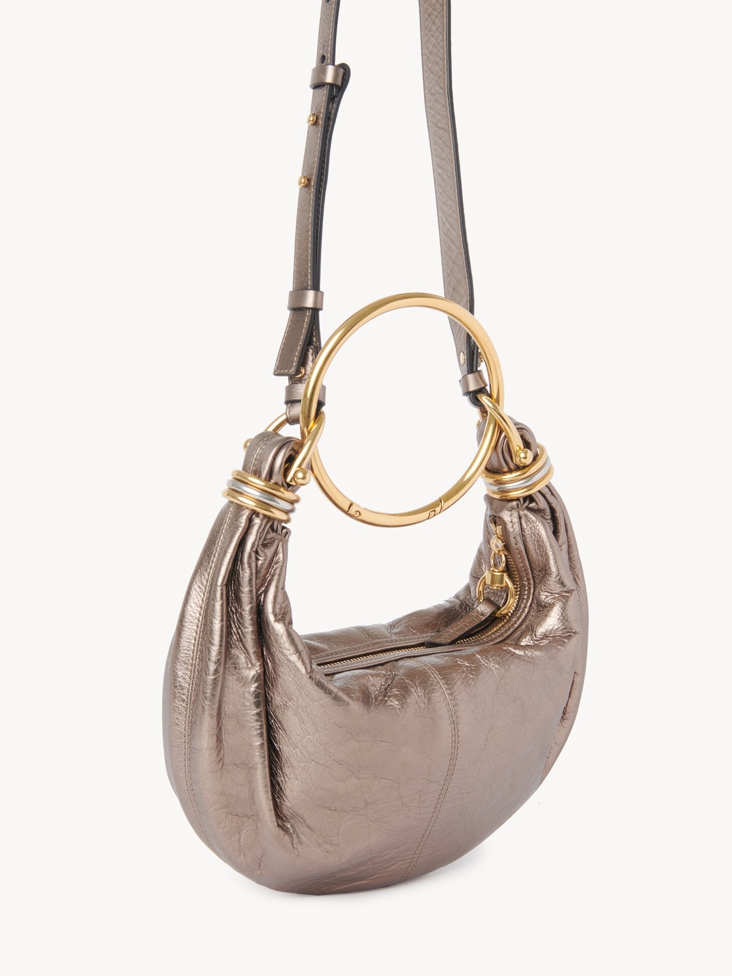 Small Bracelet Hobo bag in metallised leather - 4