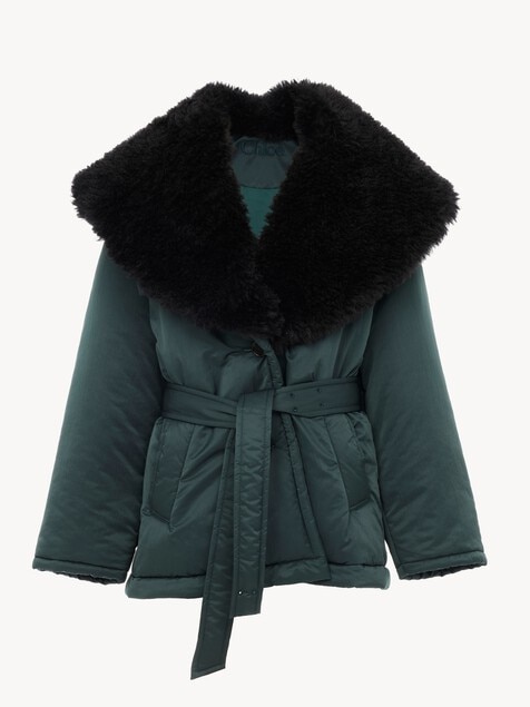 Short coat in technical satin