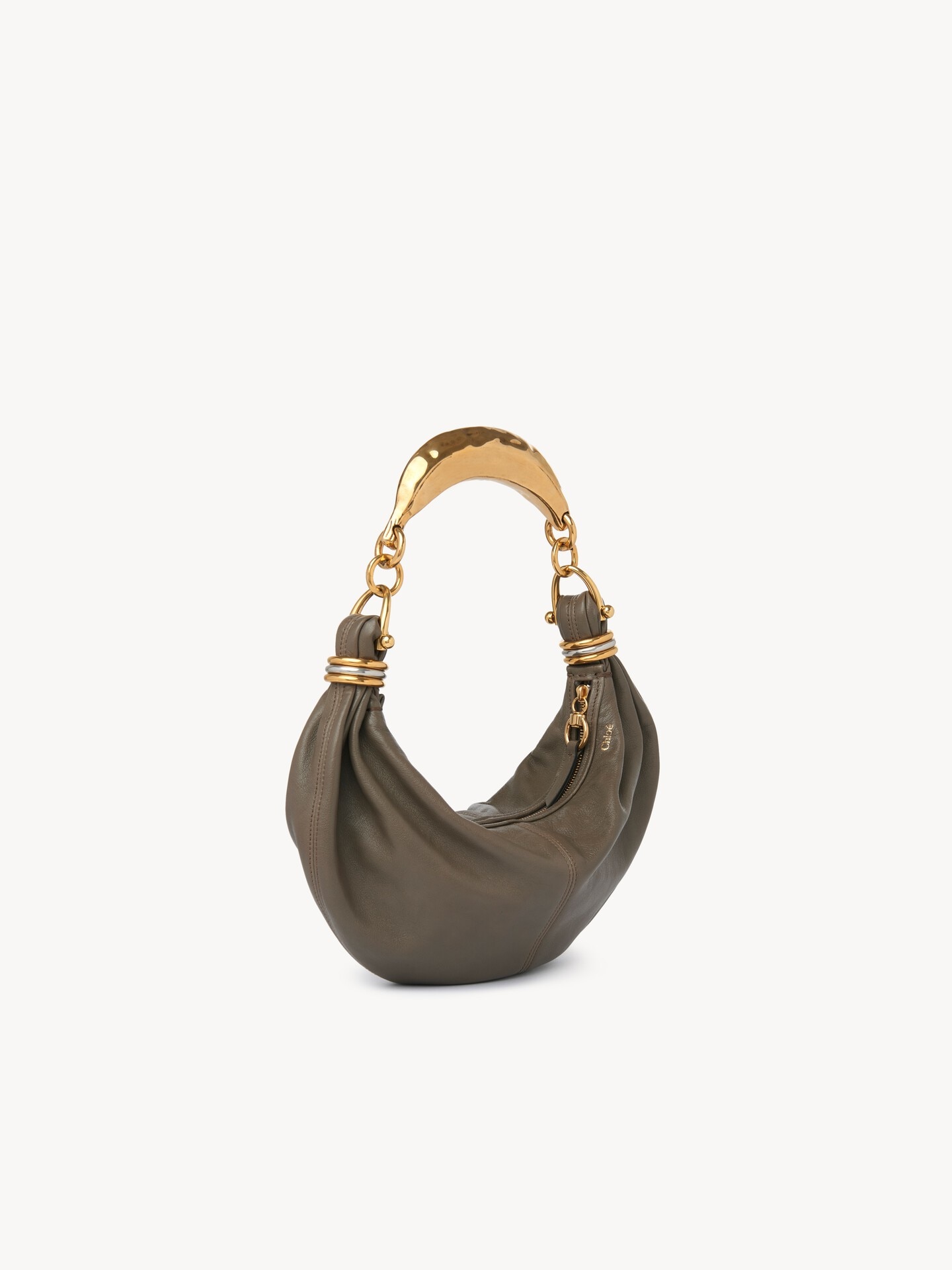 Small Bracelet Hobo Bag in grained leather - 4