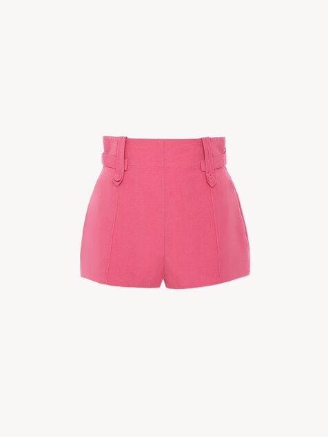 Minipantalones cortos de talle alto de mezcla de lino y algod&oacute;n