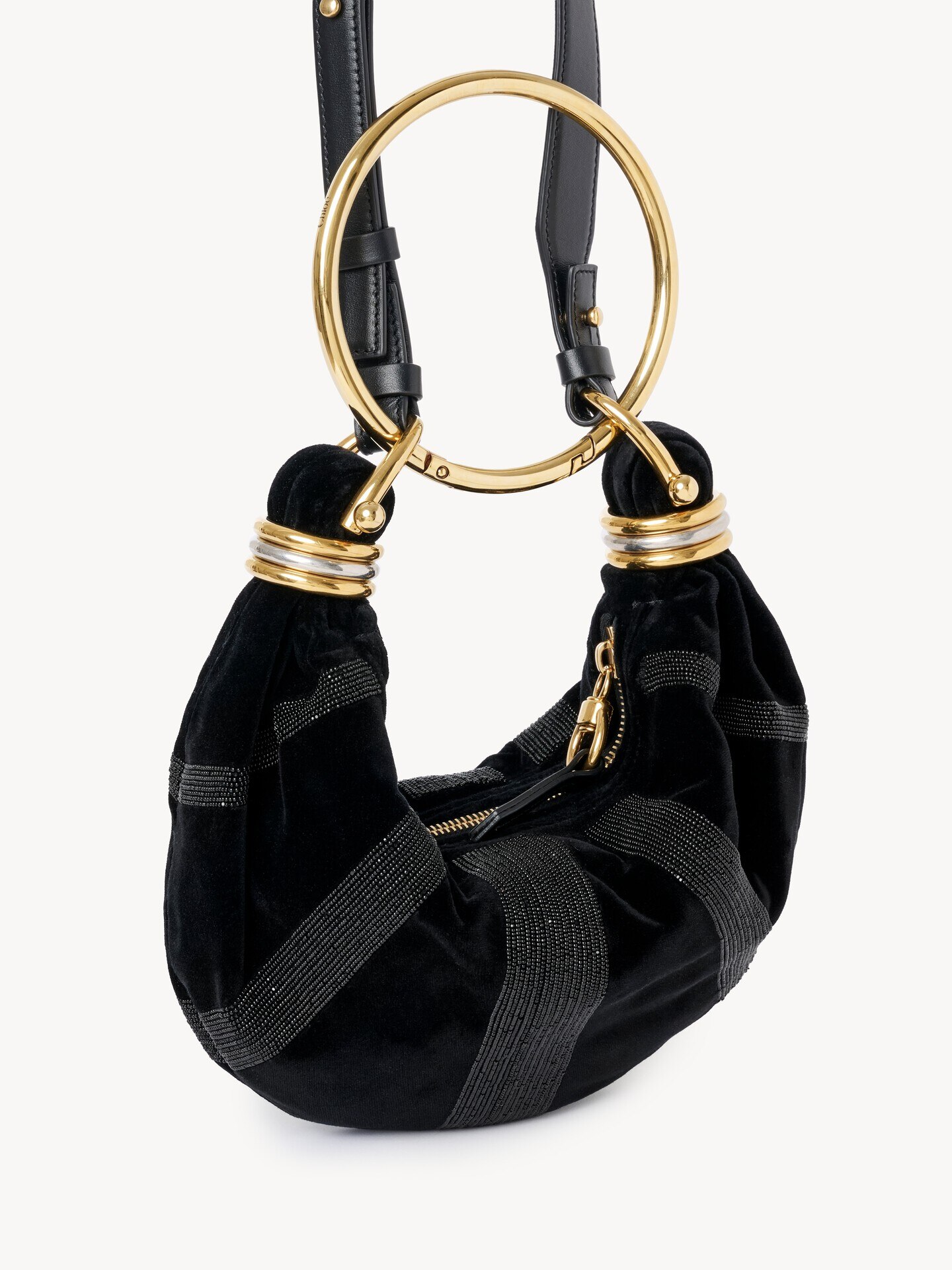 Mini bracelet hobo bag in velvet - 3