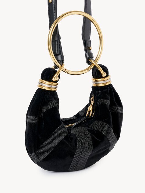 Mini bracelet hobo bag in velvet