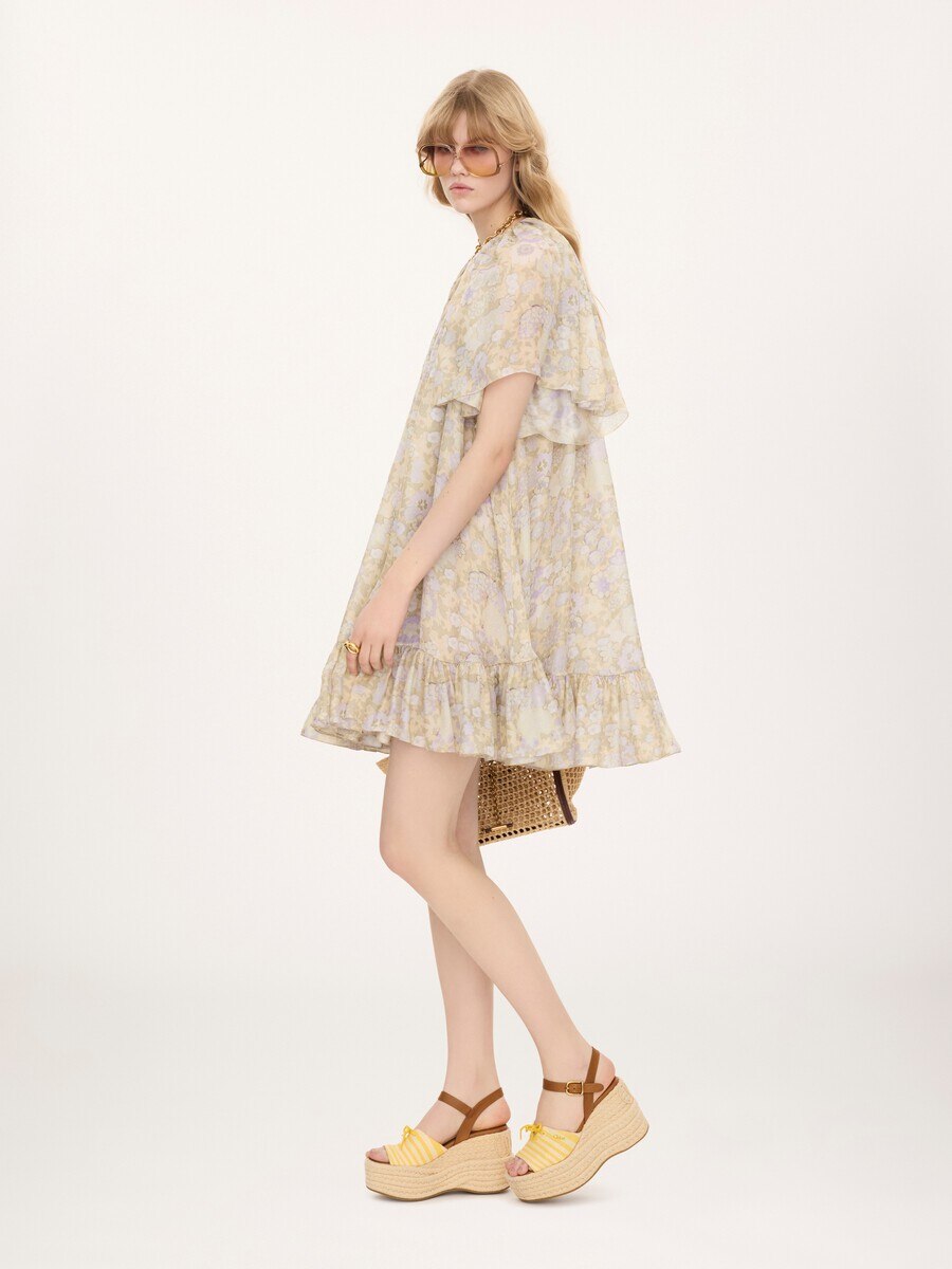 Short pleated dress in silk charmeuse - 6
