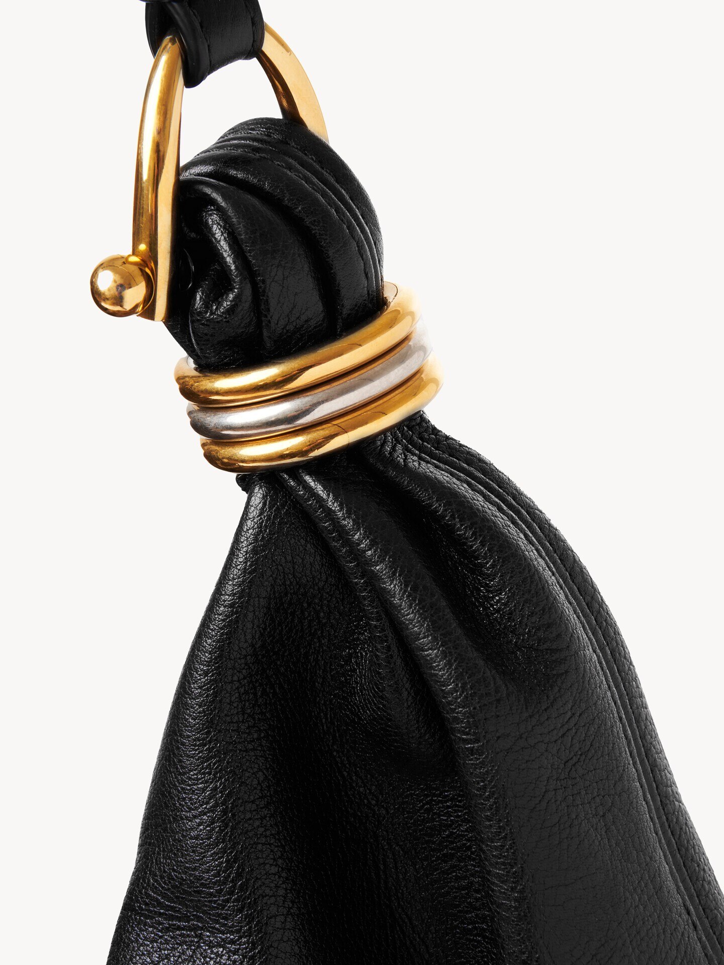 Large Bracelet Hobo bag in grained leather - 7