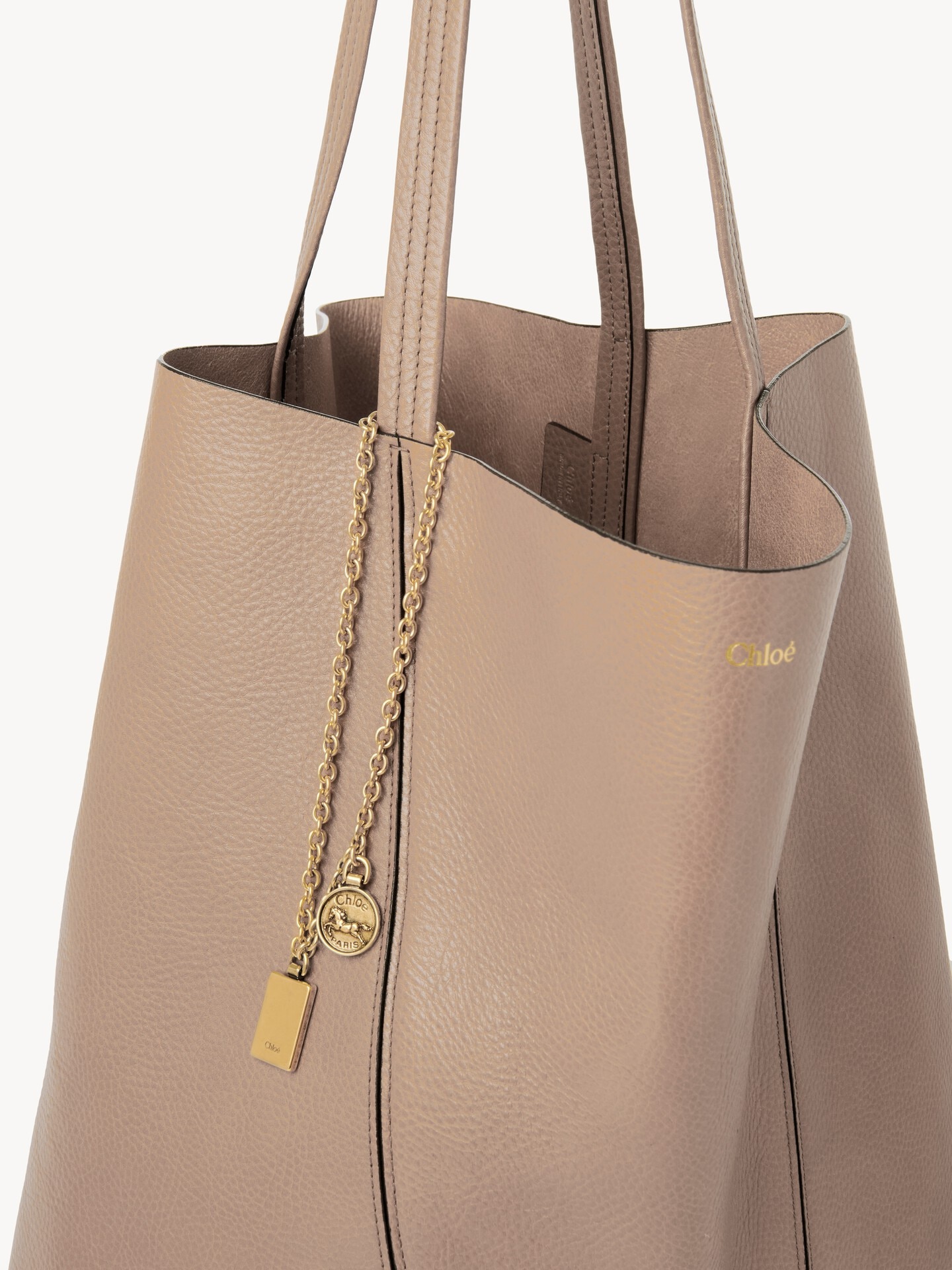 Large Chloé Spin tote bag in grained leather - 6