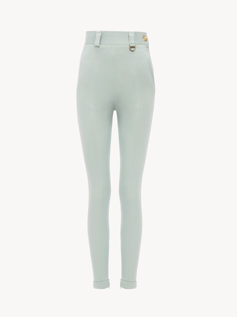 Fitted high-rise trousers in bonded stretch jersey