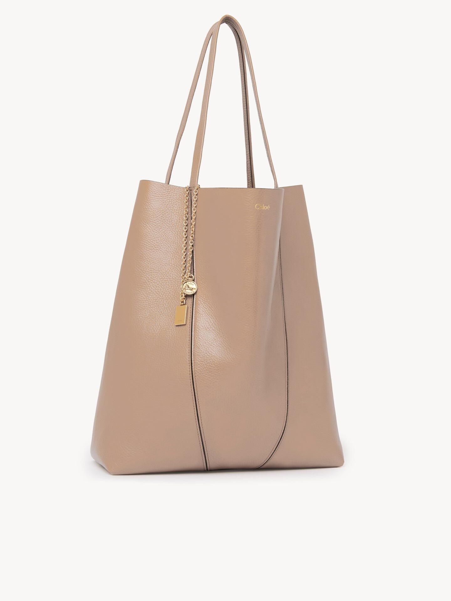 Large Chloé Spin tote bag in grained leather - 5