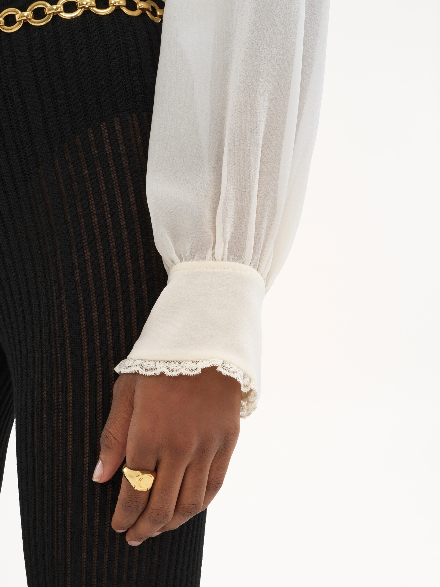 Ruffled blouse in silk georgette - 6