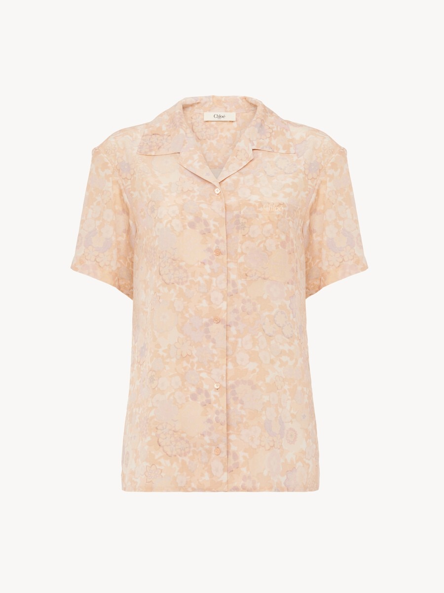 Short-sleeve blouse in cr&ecirc;pe de chine - 2