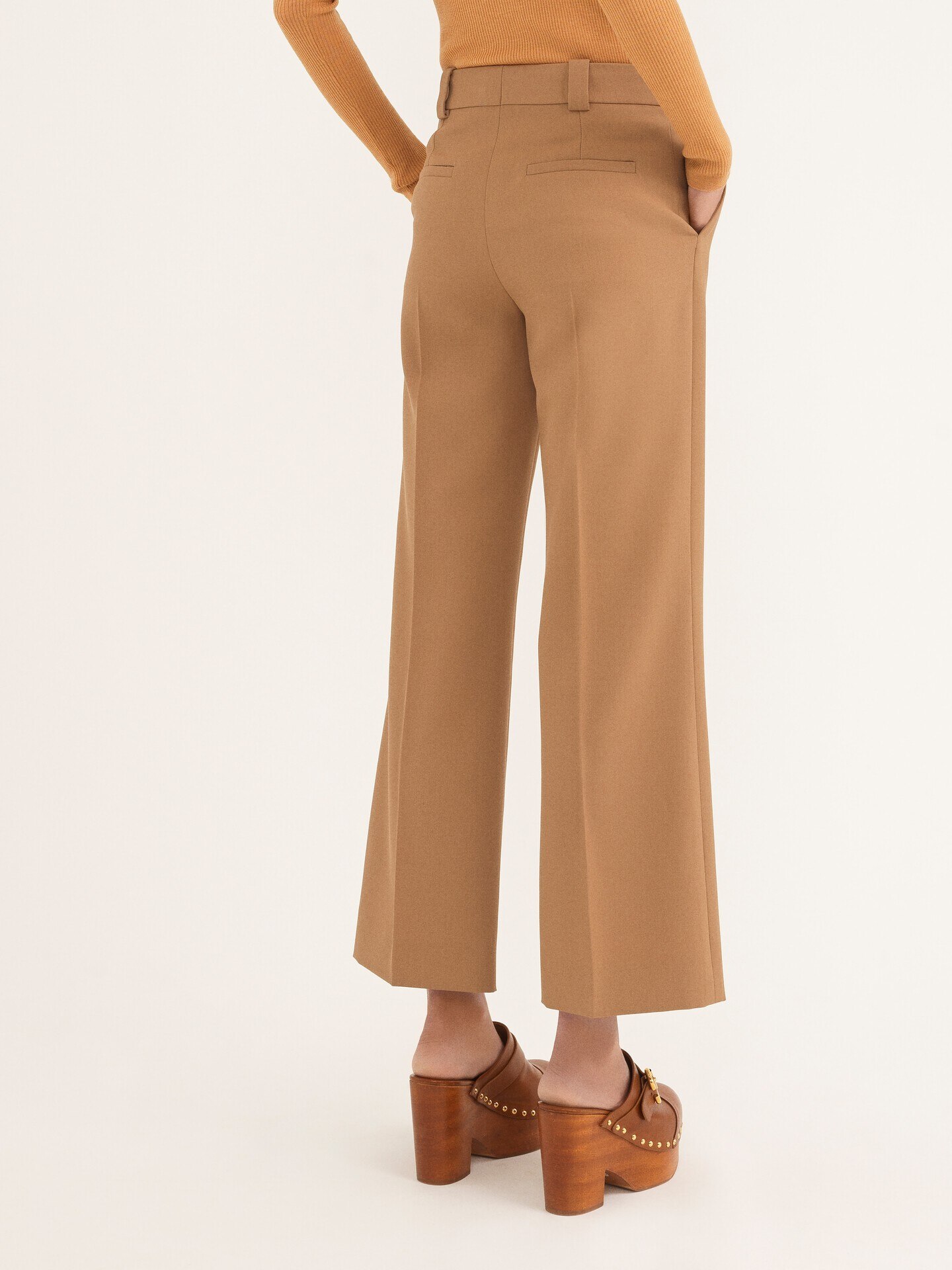 Cropped tailored trousers in wool grain de poudre - 5