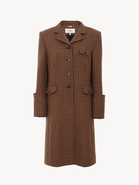 Riding coat in houndstooth wool
