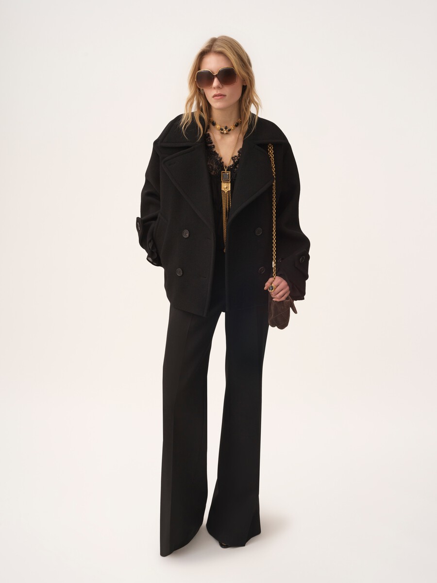 Oversized short coat in wool - 3