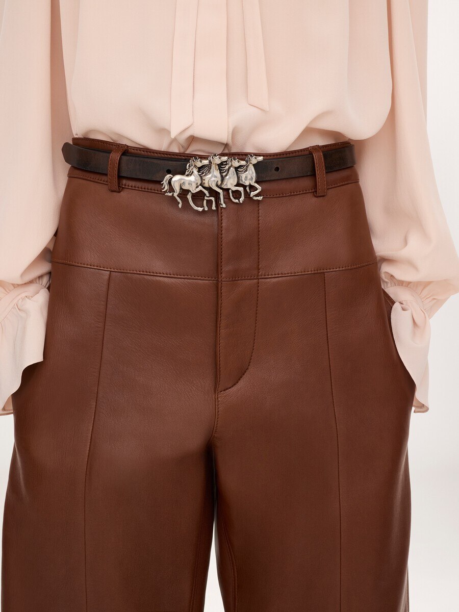 High-rise barrel pants in leather - 5