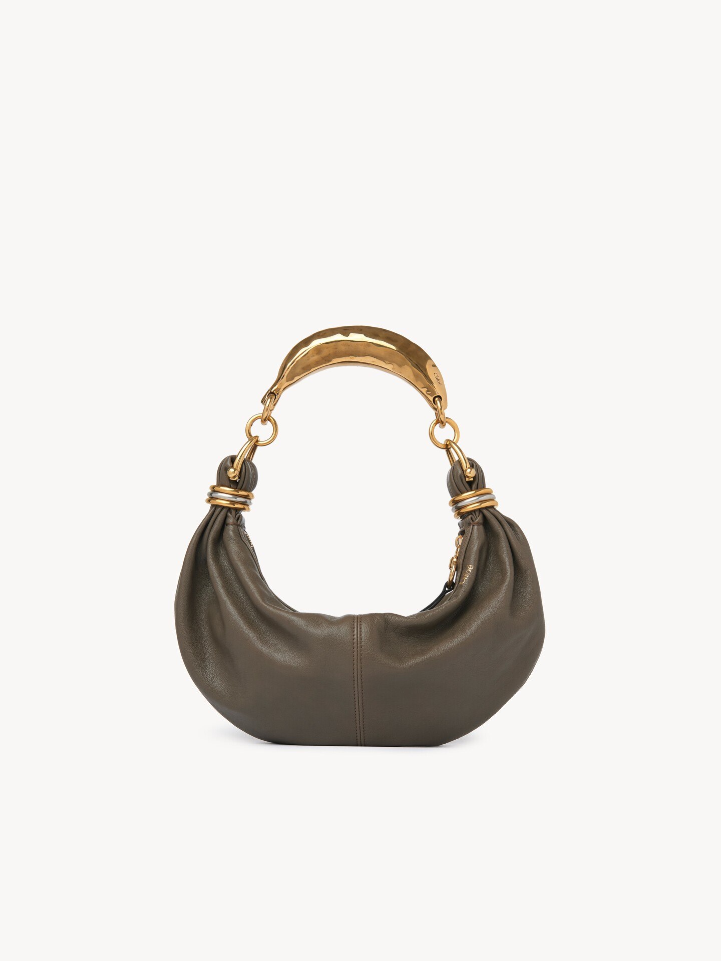 Small Bracelet Hobo Bag in grained leather - 2