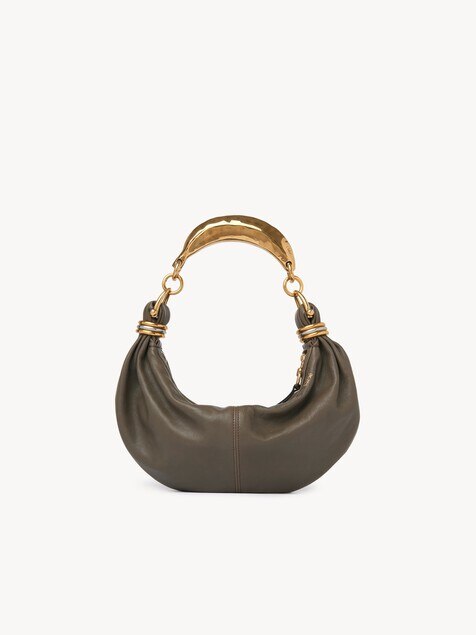 Small Bracelet Hobo Bag in grained leather