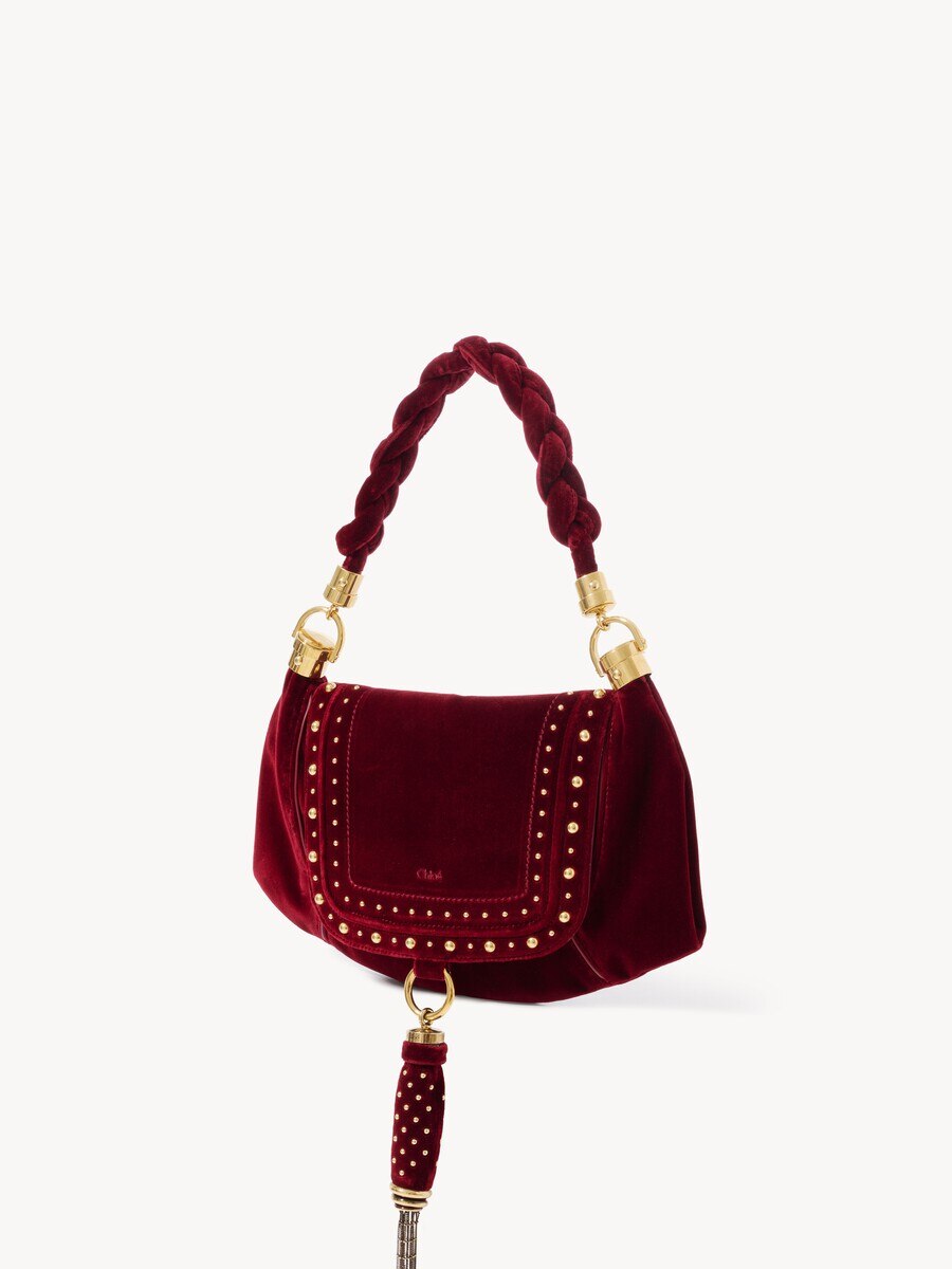 Small Marcie Foulard hobo bag in velvet with studs - 3