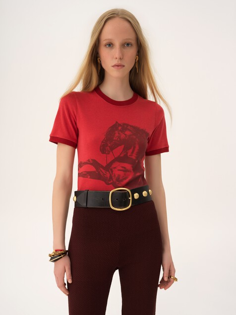 Camiseta ajustada con logotipo de jersey jaspeado