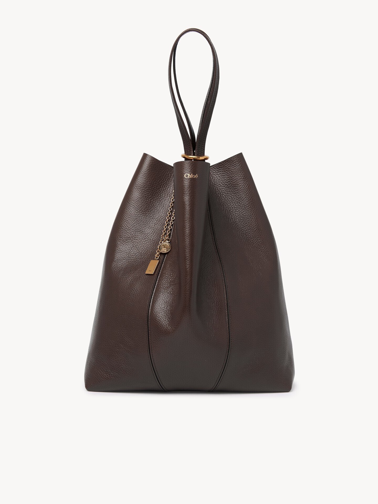 Large Chloé Spin tote bag in grained leather - 2