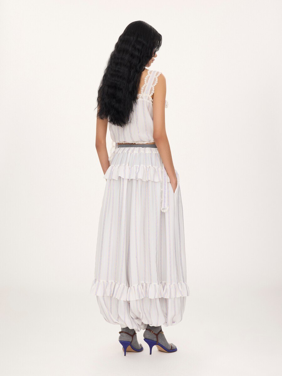 Fluid ruffled pants in silk lurex jacquard - 5
