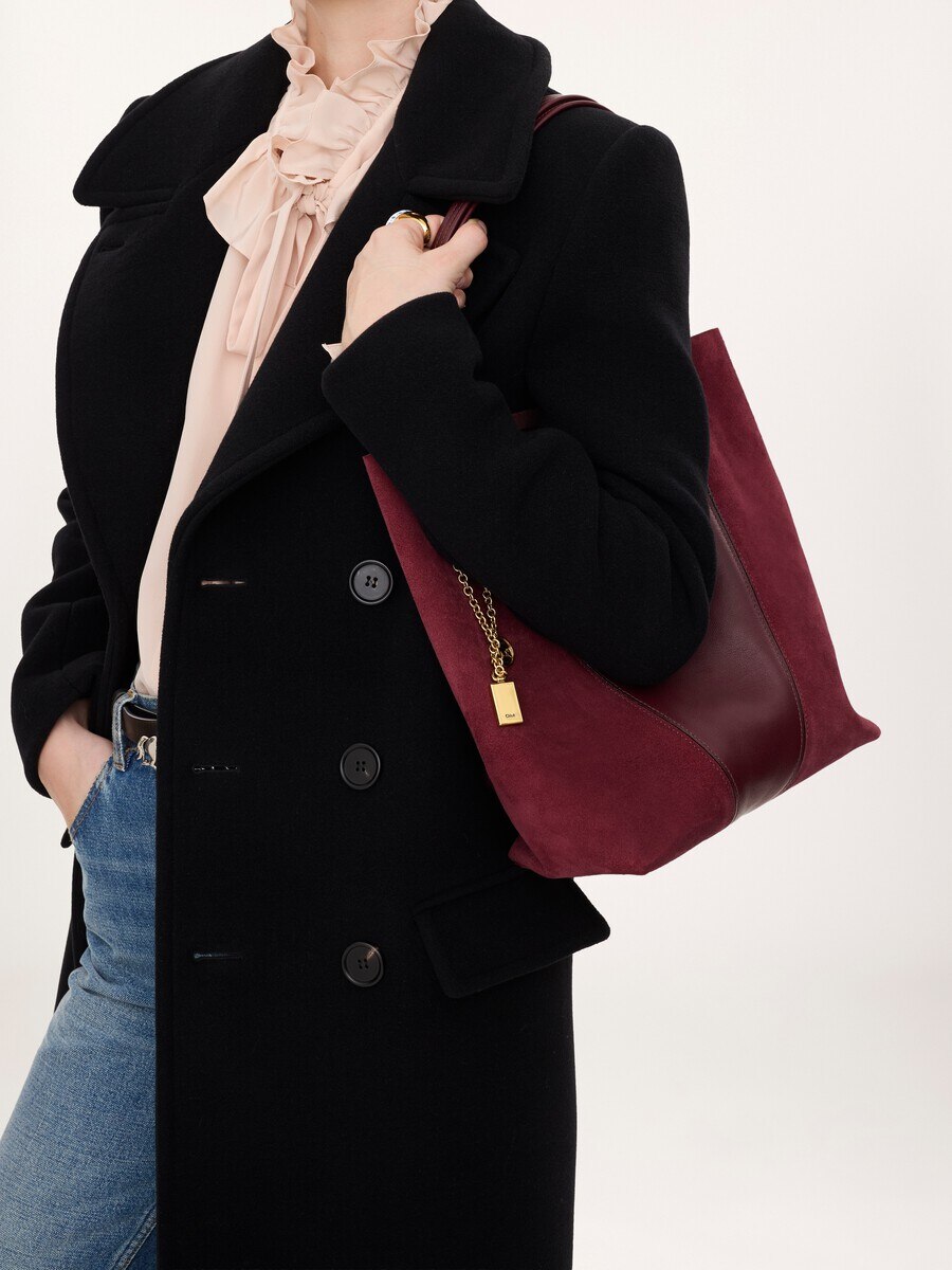 Chlo&eacute; Spin tote bag in suede & soft leather - 4