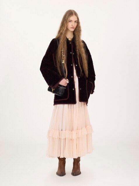 Padded short coat in check cotton