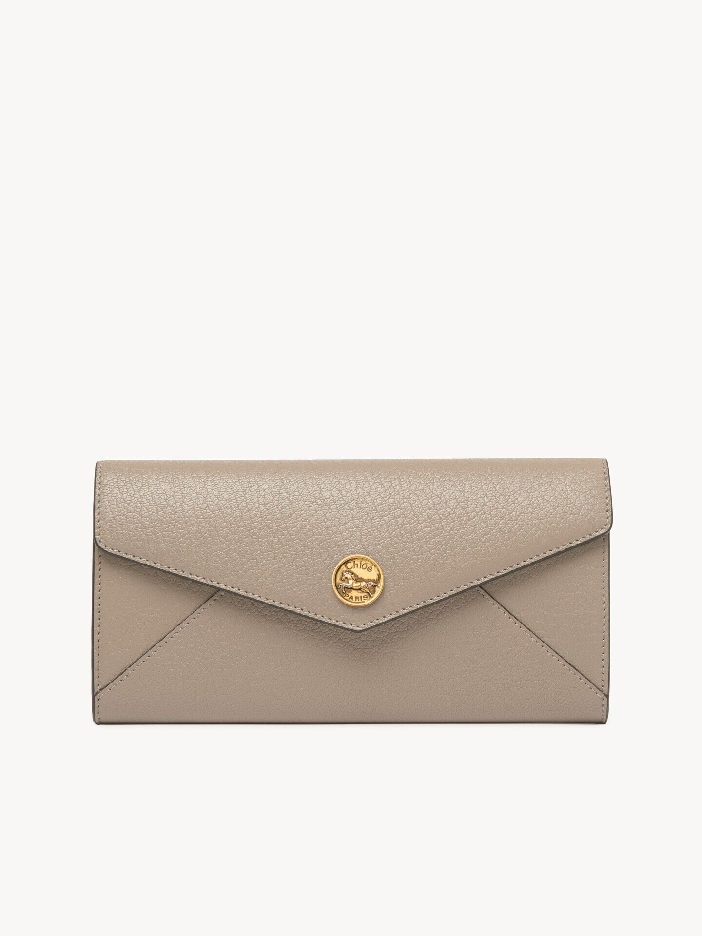 Envelope long wallet with flap in grained leather - 1