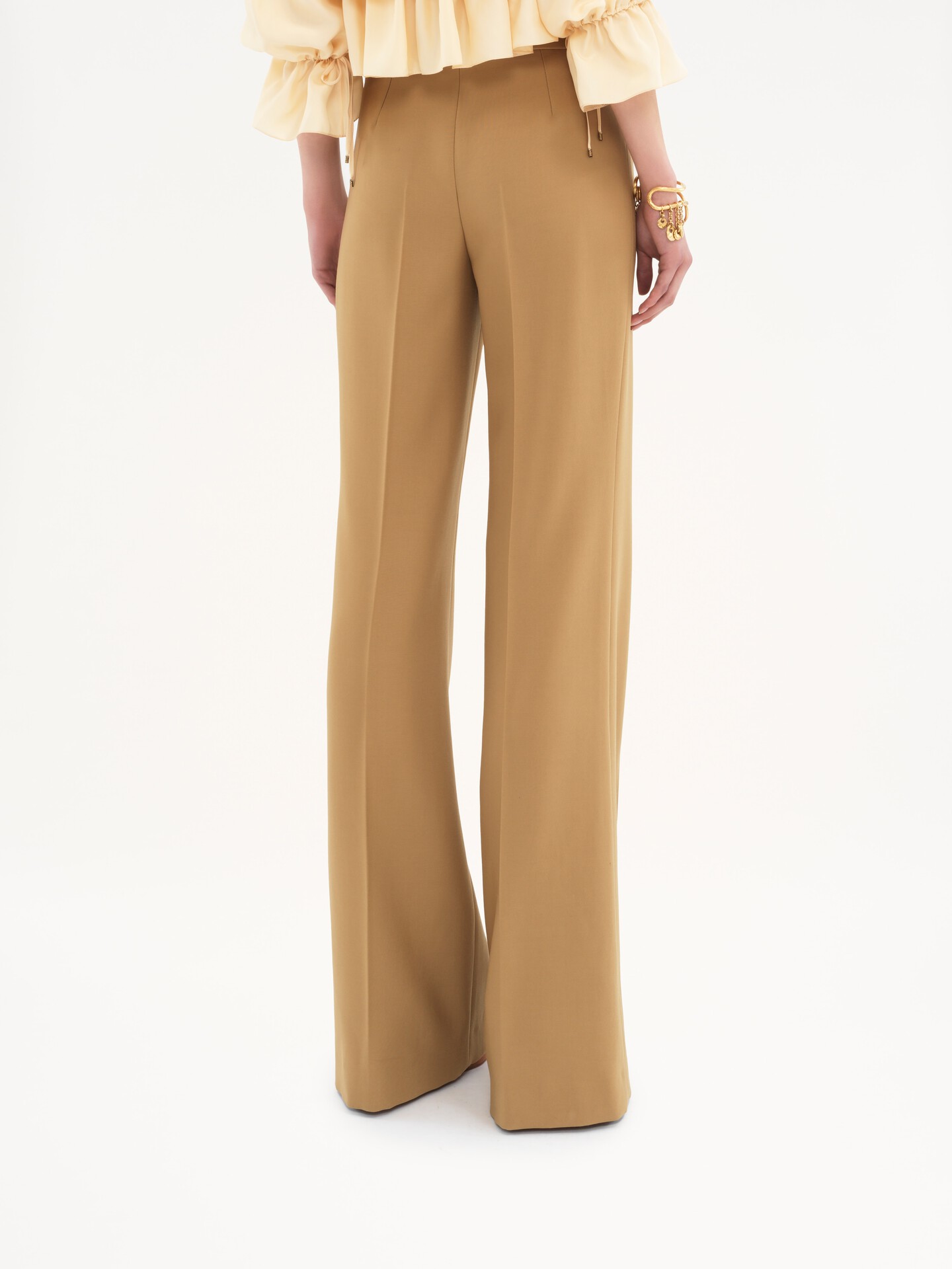 Pantalones de sastre acampanados de lana grain de poudre - 5