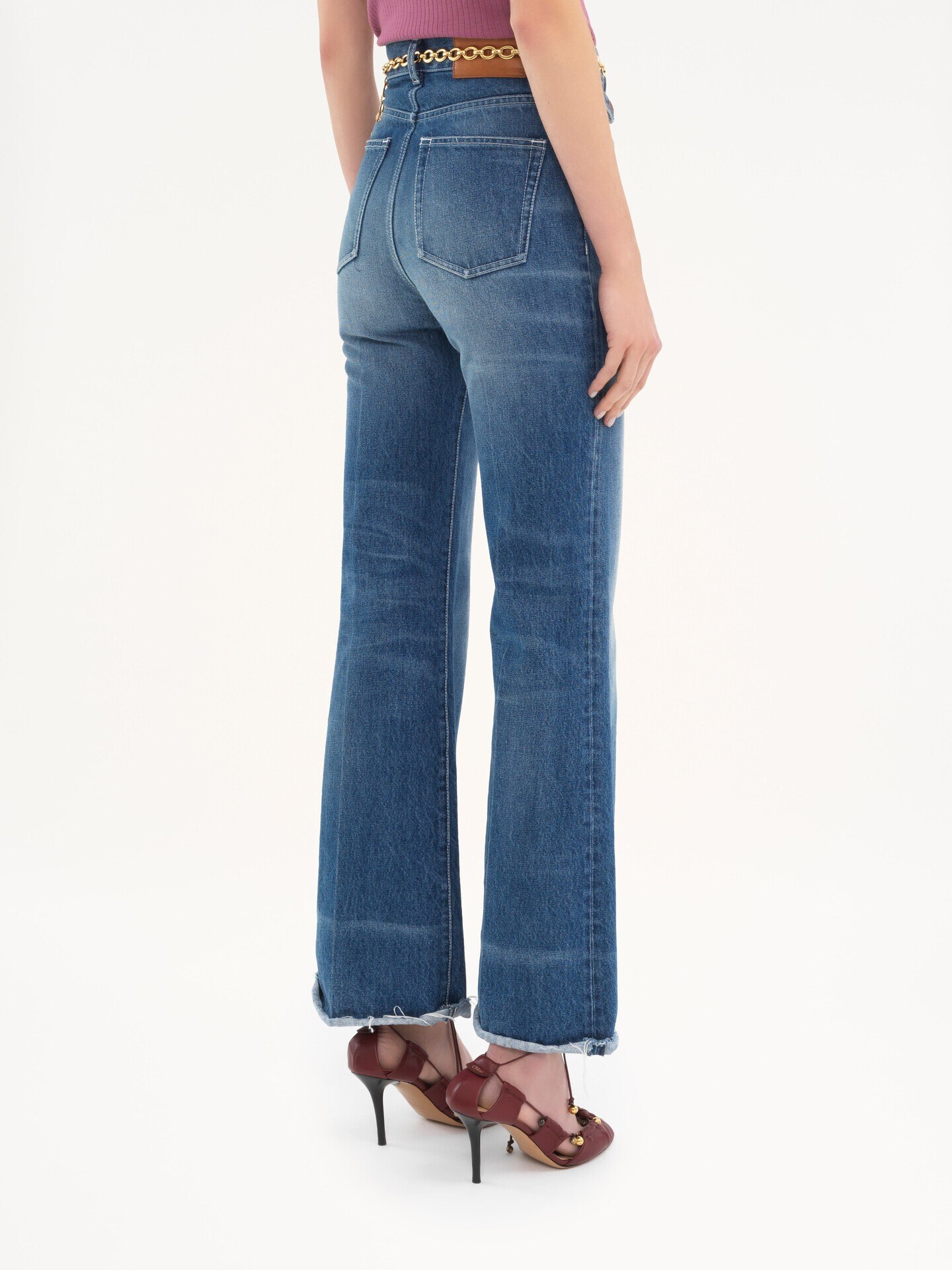 High-rise flare jeans in denim - 5