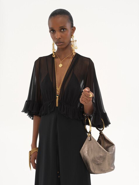 Small Bracelet handbag in metallised leather