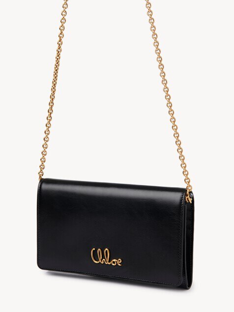 Chloé Iconic flap wallet on chain in shiny leather