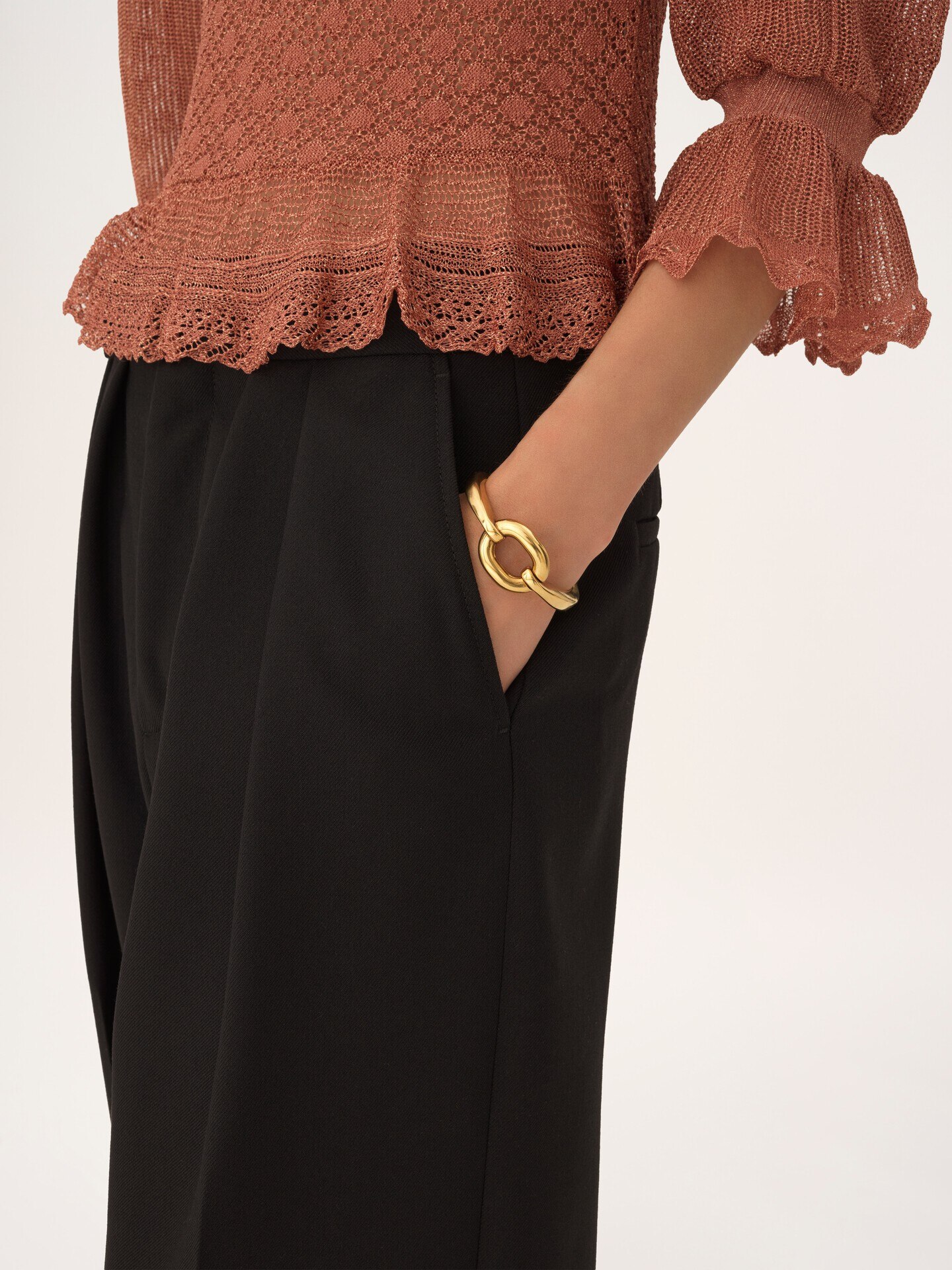 High-rise tailored trousers in wool gabardine - 6