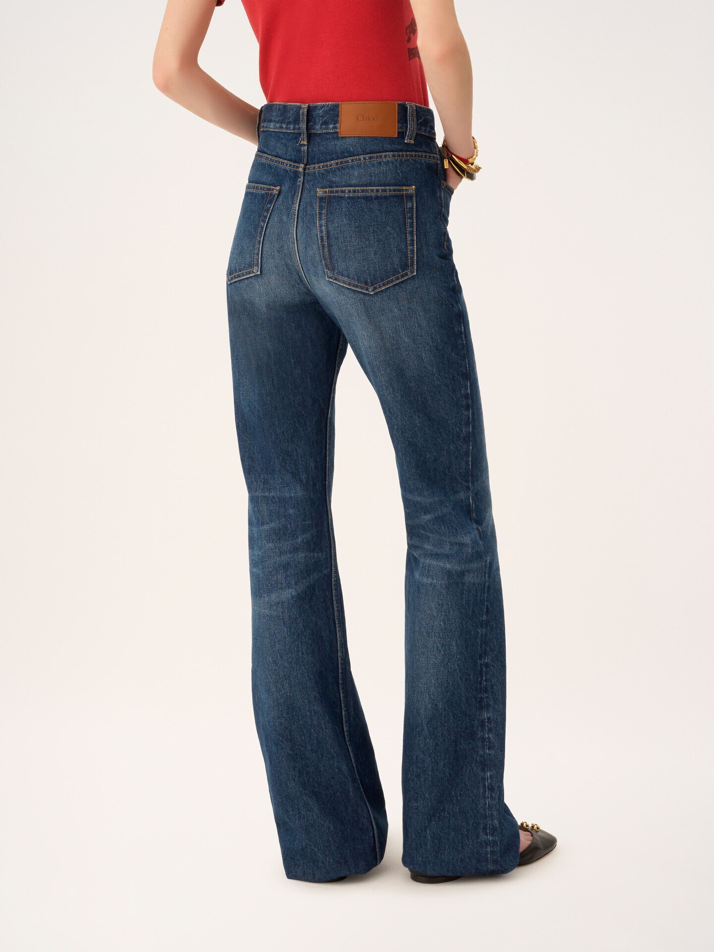 High-rise straight jeans in denim - 5