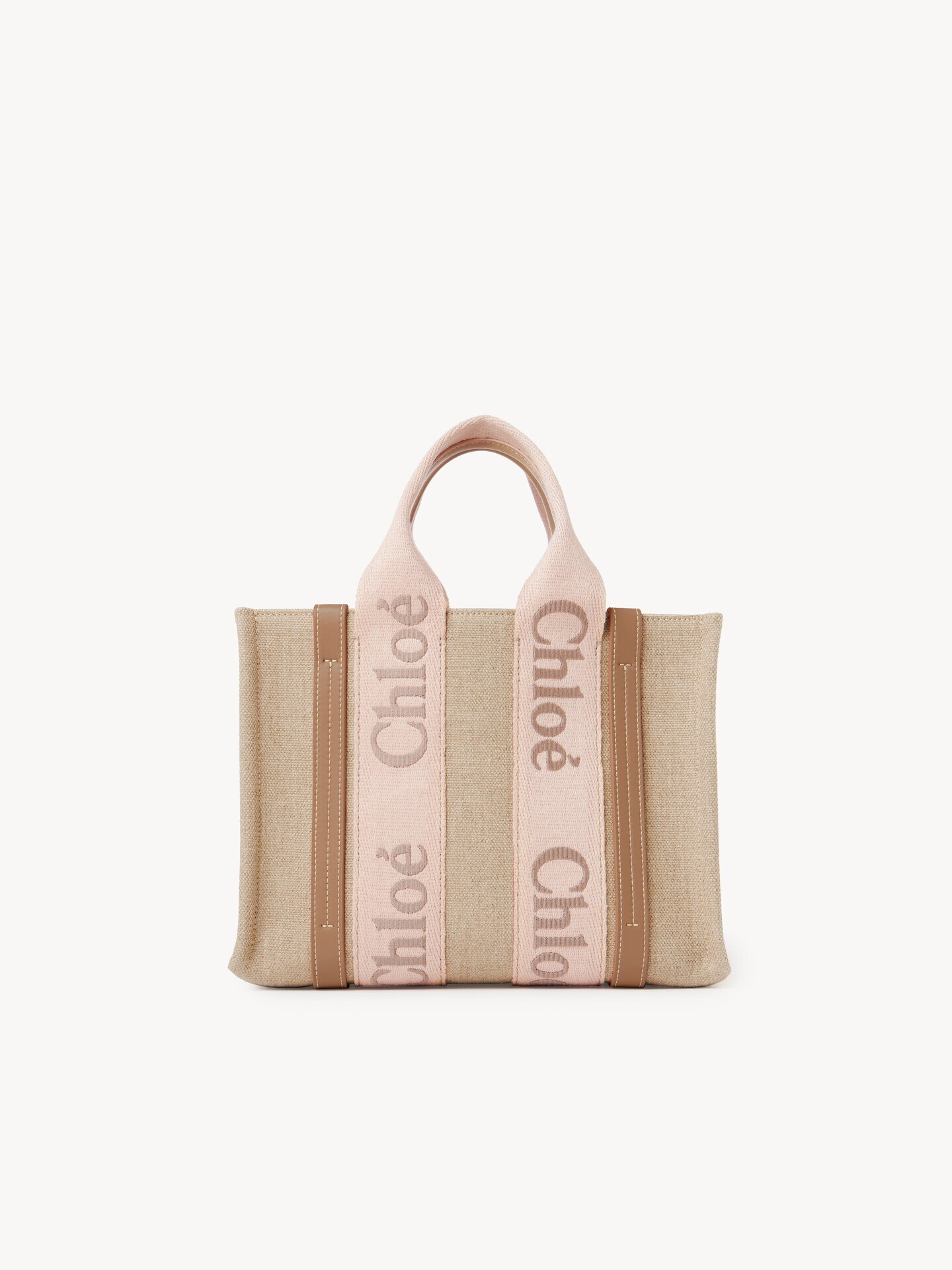 Small Woody tote bag in linen - 1