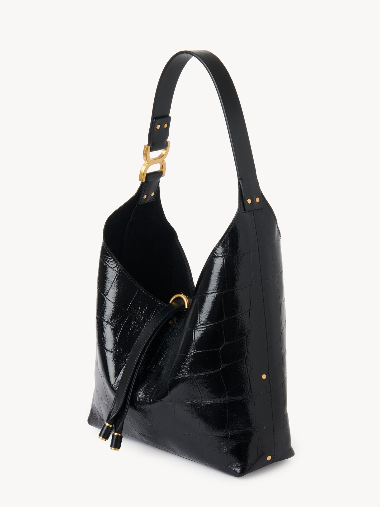 Small Marcie hobo bag in croco-effect leather - 5