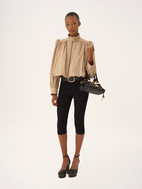 Gathered boule jacket in cotton canvas