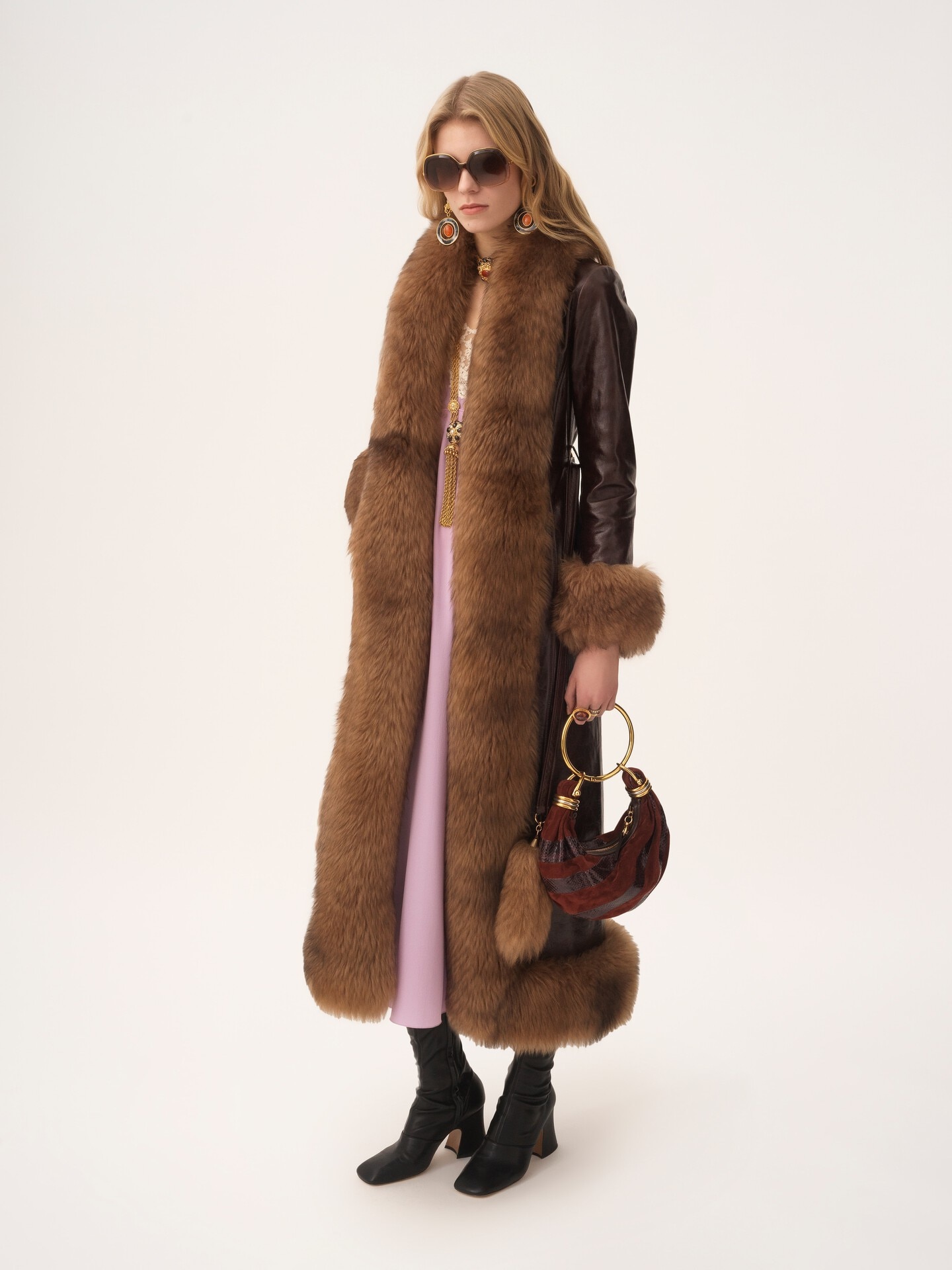 Mini Bracelet Hobo bag in suede leather & snakeskin - 9