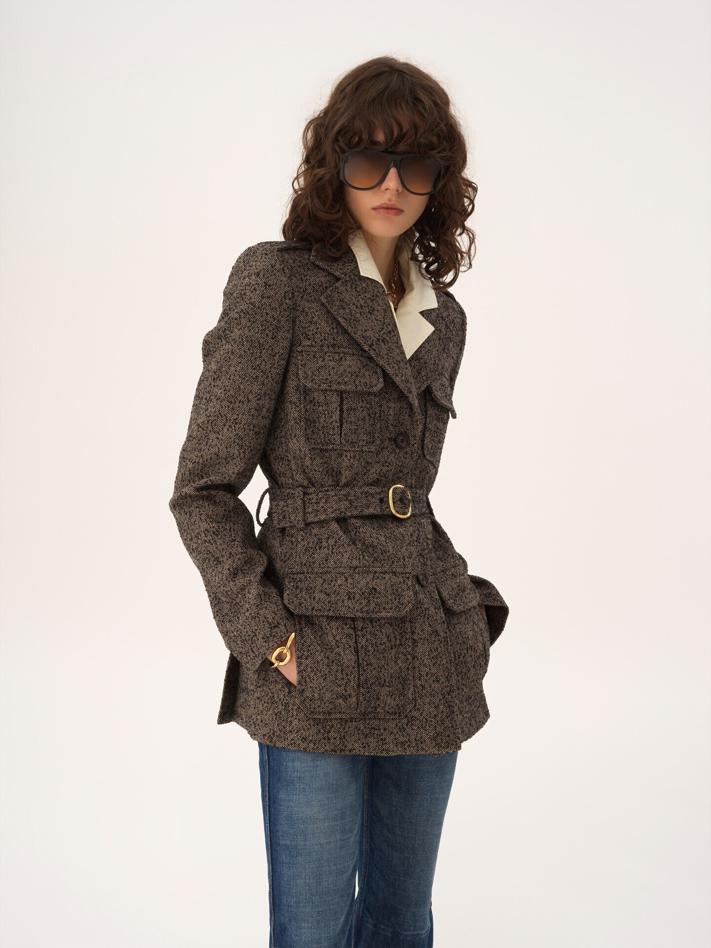 Utilitarian jacket in chevron wool - 5