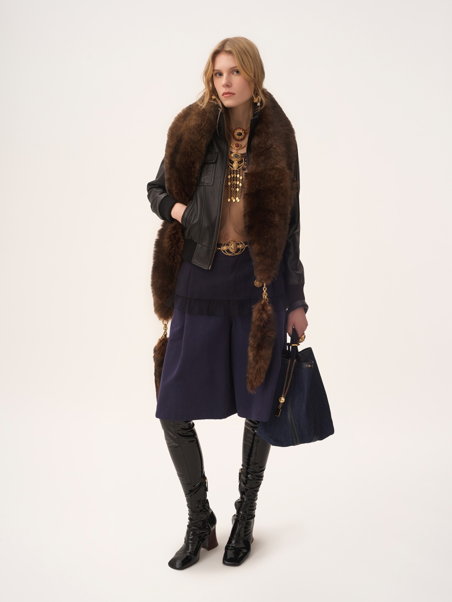 Chloé Spin tote bag in denim - 8