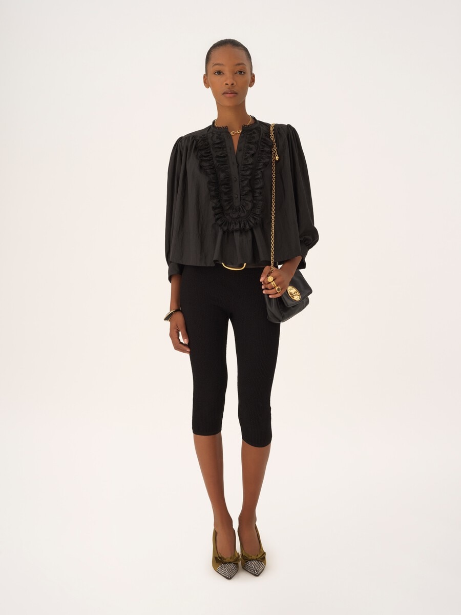 Gathered ruffle top in technical taffeta - 3