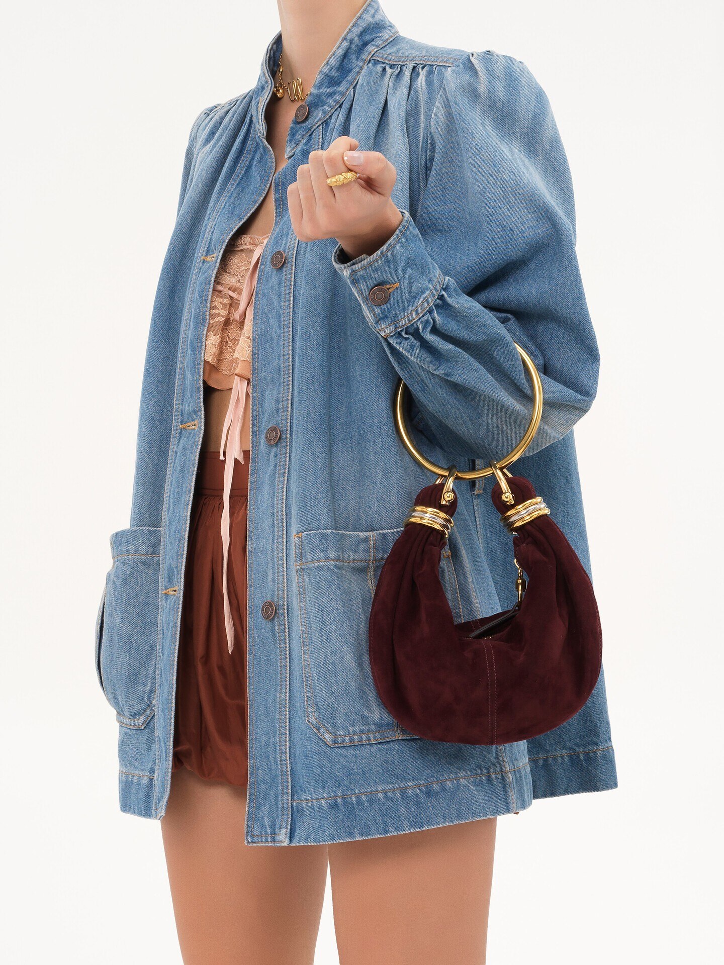 Mini Bracelet Hobo bag in suede leather - 3