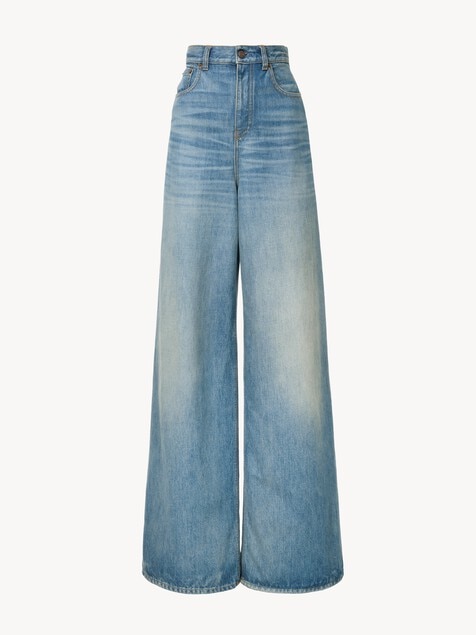 High-rise wide-leg jeans in denim
