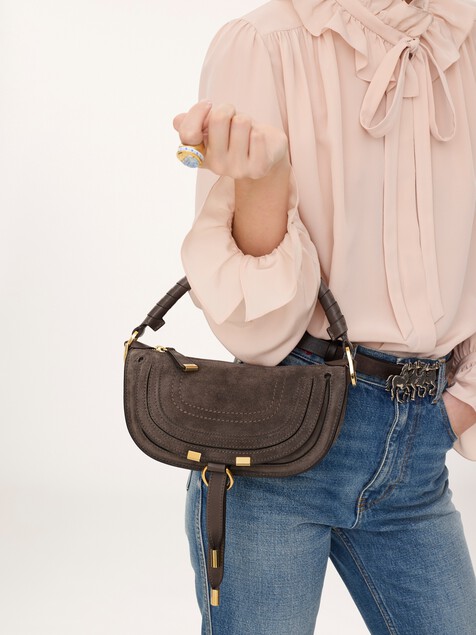 Mini Marcie shoulder bag in suede leather